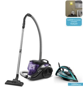 Resim TEFAL 3200w Tefal Ütü ve Compact Toz Torbasız Elektrikli Süpürge Lambader Hediye 