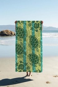 Resim Dijital Baskı Plaj Deniz Havlusu Kaplumbağa Desenli Peştamal HVL0114 