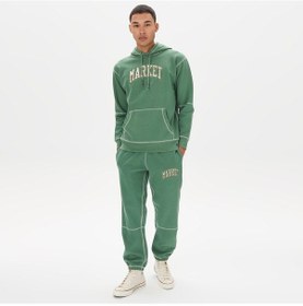 Resim Market Triple Stitch Pullover Erkek Yeşil Hoodie Düz 397000507 