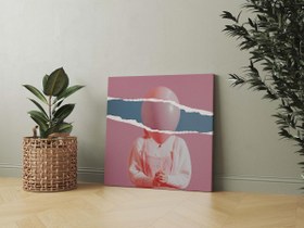 Resim Pembe Balon Kafalı Kız Dekoratif Kare Kanvas Tablo 
