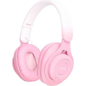 Resim Techno Guru Technoguru Ayarlanabilir ve Katlanabilir Kulak Üstü M6 Plus Bluetooth Kulaklık Pembe 