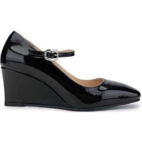 Resim Tamer Tanca Kadın Hakiki Deri Siyah Rugan Topuklu Ayakkabı 1027 09 Bn Ayk Sk24-25 Sıyah Krsk Rgn siyah 