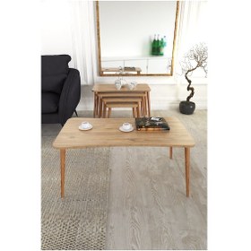 Resim Aleyna 5li Orta Sehpa Ve Zigon Sehpa Çay Kahve Sehpası Xl Çam 