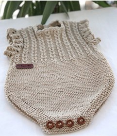 Resim ORGANICMIRA Kız Bebek Bej Milla Jumpsuit Tulum Örme 