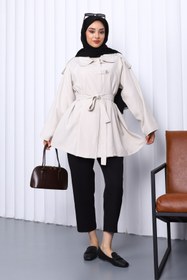 Resim İmajButik Taş Apolet Detaylı Kuşaklı Trençkot 
