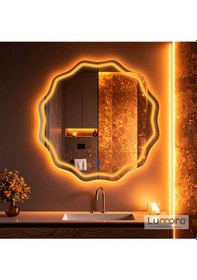 Resim Envara Amber Led'li Lazer Kumlamalı Lavabo & Banyo Aynası Dokunmatik Sensörlü 90 X 90 Turuncu 