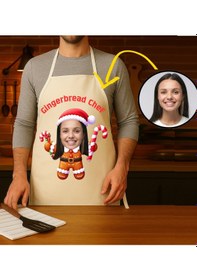 Resim Kişiye Özel Karikatür Fotoğraflı Mutfak Önlüğü Kurabiye Şef Çok Renkli 