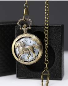 Resim imsaconcept Önü Açık At Kabartmalı Bronz Köstekli Saat Kutulu 