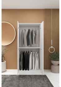 Resim 2 Kapaklı 2 Askılı Mega Elbise Dolabı Beyaz İmb062 Beyaz 