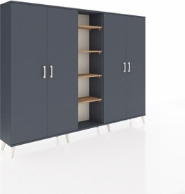 Resim Arges Dolap 12 Raflı 4 Kapaklı 220x30x163 Antrasit-antrasit/çam Antrasıt/atlas Çam - Antrasıt 