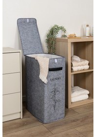 Resim Felted Deri Detaylı Lüks Keçe Çamaşır Sepeti Diğer 