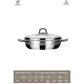 Resim Saphire Paslanmaz Çelik Basık Tencere 32x10 - Çelik Kapak Gri 