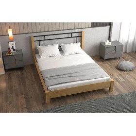 Resim Koç Tek Yapı Yap-Sa Home Feza-Metal Başlıklı Doğal Ahşap Karyola 