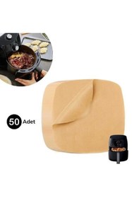 Resim tedaks 50 Adet Air Fryer Pişirme Kağıdı Tek Kullanım Yağ Su Geçirmez Yapışmaz Deliksiz Düz Kare Model 