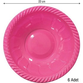 Resim Roll Up Plastik Yuvarlak Kase Şeker Pembe 22 CM. 6'lı 