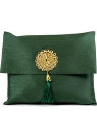 Resim Seccade + Tesbih Seti Şantuk Kese, Yeşil Lacivert 110 x 64 