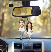 Resim Ejoya Kişiye Özel Fotoğraflı Sen ve Ben Karikatür Araba Dikiz Ayna Süsü 114955 