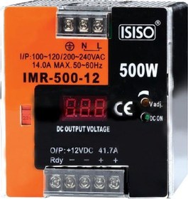 Resim Imr-500-12 - 500W 12Vdc 37.5A Mini Göstergeli Raya Montajlı Güç K 