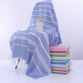 Resim 1 Adet Büyük Çizgili Plaj Havlusu - 180x90 cm, %100 Pamuk, Hızlı Kuruma, Yüksek Emicilik, Püskül Kenarlı, Modern Tasarım, Havuz ve Seyahat İçin, Havuz Kenarı Aksesuarı | Çizgi Desenli, Emici Kumaş, Plaj Battaniyesi 