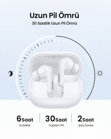 Resim Ugreen Hitune T6 Magic Aktif Gürrültü Engelleyici Ekranlı Kablosuz Kulak Içi Kulaklık, Beyaz, 55137 