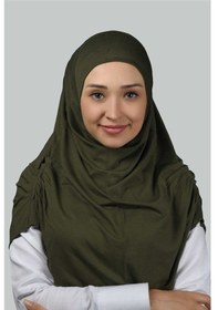 Resim Altobeh Hazır Türban Büzgülü Pileli Pratik Eşarp Tesettür Hijab - Namaz Örtüsü - Haki 