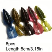 Resim 6 Adet Canlı Spiral Yumuşak Yemler - 8.0cm/4.5g, Tatlı ve Tuzlu Su Balıkçılığı için Yavaş Batan Silikon Yemler, Levrek ve Bass için İdeal 