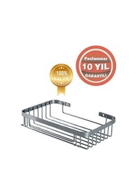 Resim Çelik Banyo Paslanmaz Çelik Taci 1 Li 23x15 Cm Şampuanlık Köşe Süngerlik Krom 
