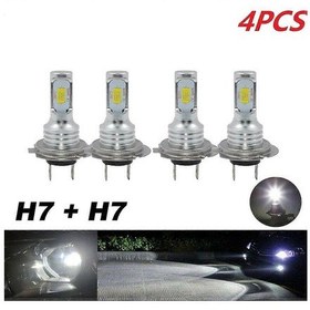 Resim Lemestar H7 Oto Motosiklet Led Far Ampülü 55w 4000lümen 6000k Beyaz Işık 12-24v 4 Adet Yüksek/düşük Far, Sis Farı 