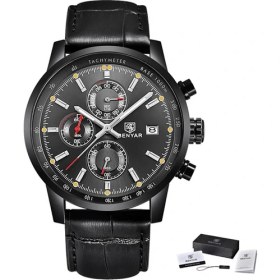 Resim Hanyang L Siyah Siyah Gri Benyar Moda Chronograph Spor Erkek Saatler Üst Marka Lüks Kuvars Izle Reloj Hombre Saat Saat Erkek Saat Relogio Masculino (Yurt Dışından) 