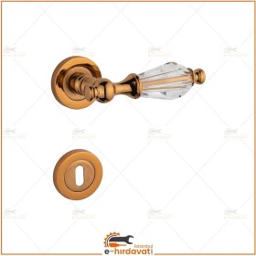 Resim Koldoor Topkapı Kristal Cam Rozetli Albirin Oda Kapı Kolu 1 Takım 