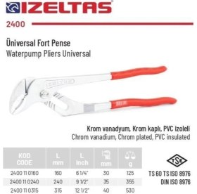 Resim Izeltaş 240 mm Üniversal Fort Pense Papağan Pense 2400 11 0240 