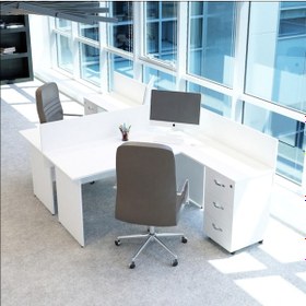 Resim Burovena Vena Nil L Workstation Ikili Çalışma Masa 3 Panelli 294Cm X 16... 