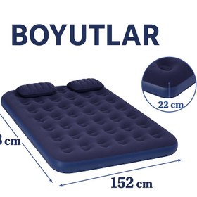 Resim SMAYLİNG Taşınabilir Çift Kişilik Şişme Yatak + Pompa – 203x152x22 cm Kamp & Misafir Kullanımı 