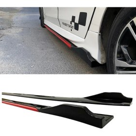 Resim Bmw 1 Serisi F40 2019+ Kırmızı Şeritli Renkli Yan Marşpiyel 2 Adet Piona Black 