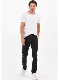 Resim Jeans Örme Hamur Kumaş Dar Kesim Erkek Taşlamalı Füme Renk Kot Pantolon Füme 