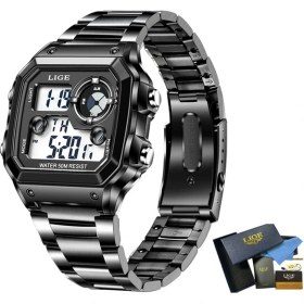 Resim Hanyang Tüm Siyah Lıge Marka Erkekler Dijital Saat Şok Askeri Spor Saatler Moda Su Geçirmez Elektronik Kol Saati Erkek Reloj Inteligente Hombre (Yurt Dışından) 
