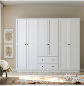Resim Side 6 Kapak 2 Çekmece Mega Gardırop Beyaz 