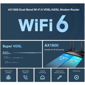 Resim Tp-link Archer Vx1800v Ax1800mbps Dual Band Wifi 6 Vdsl/adsl Modem Router 