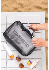 Resim Porsima 3142 2li Şeffaf Seyahat Ve Makyaj Çantası Su Geçirmez Organizer Washbag 