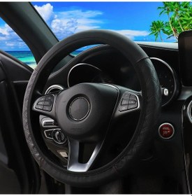 Resim Basit Pu Deri Siyah Kırmızı Renk Eşleşen Dört Mevsim Genel Elastik Araba Black Black 