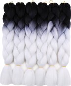 Resim Lebıhmurah Wg1978 1 Adet 100g Örgü Saç Yüksek Sıcaklık Ipek Büyük Zar Degrade Büyük Cımbız - Siyah & Beyaz 26 