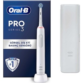 Resim Oral-B Pro 3500 Elektrikli Beyaz Diş Fırçası + Seyahat Kabı 