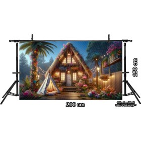 Resim Venspor Çiçeklerle Süslenmiş Ev ve Bahçe Temalı Büyüleyici Dekoratif Arkaplan 200 x 150 cm Fon Duvar Örtüsü 