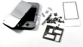 Resim Siyah Gri Yeni 3DSXL 3DSLL Komple Muhafaza Kılıfı Kabukları Değiştirme, New3DS Yeni 3DS XL LL New3DSXL Konsollar, Koyu Gri Dış Muhafaza + Düğmeler, Vidalar, Stylus, Koruyucu, Tapalar Tam Set 