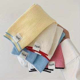 Resim 5 Çift Kadın Orta Boy Çorap - Renk Bloklama Tasarımı ve Kontrast Kumaş Etiketli, Pastel ve Nötr Tonlar, Nefes Alabilen Makinede Yıkanabilir Günlük Kullanım Çorapları, Sevimli Ayakkabı Aksesuarı, Rahat Dizayn 