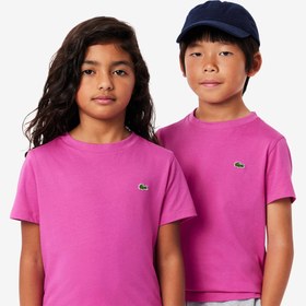 Resim Lacoste Çocuk Bisiklet Yaka Pembe T-Shirt 