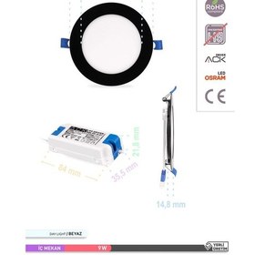 Resim ACK 9W Sıva Altı Yuvarlak LED Panel Armatür 6500K AP01-00931 Siyah 