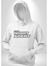 Resim The Night Agent Kadın Erkek Beyaz Kapüşonlu Sweatshirt Hoodie Beyaz 