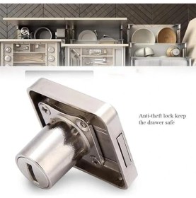 Resim AyrStore Metal Kare Dolap Çekmece Kilidi,yedek Anahtarlı Çekmece Dolap Kilidi (1) 