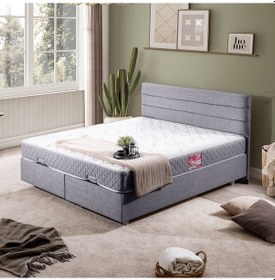 Resim Sofia Çift Kişilik Baza Başlık Letto Yatak Seti - Açık Gri 150 x 200 